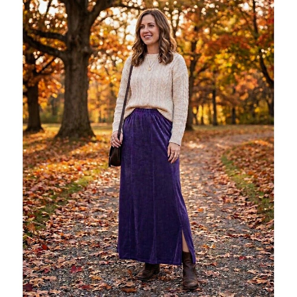 VTG Picadilly Fashions women’s Purple Maxi Skirt with Slit - Size S/P